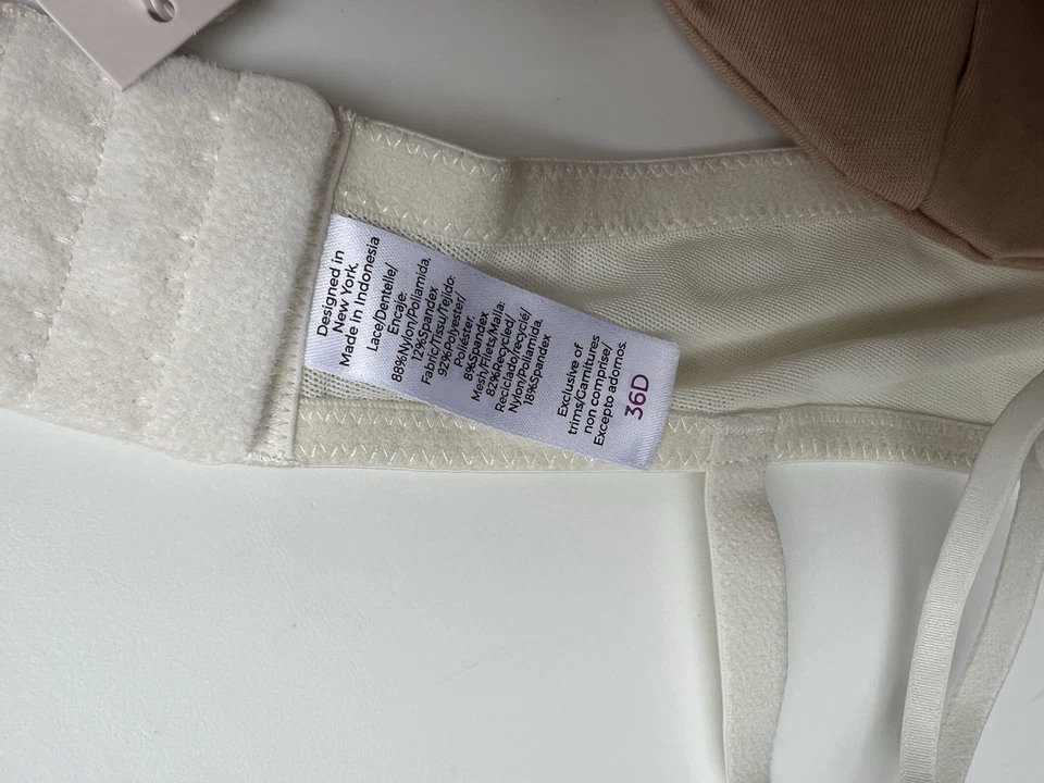 Adore Me Lace Balconette Bra White Ivory 36D Underwire Padded Floral Embroidered - Image 3 of 4