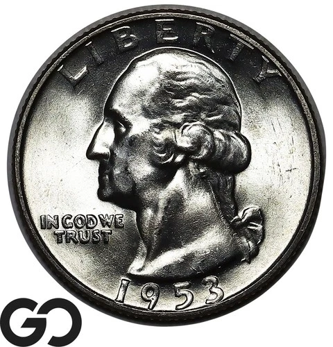 1953-D Washington Quarter, Solid Gem BU++