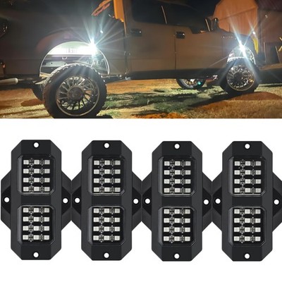4x LED Rock Lights White Underbody Trail Rig Glow Lamp Offroad SUV Pickup Truck