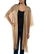 I.N.C. International Concepts Metallic Topper Women's One Size Gold Fringe Edge