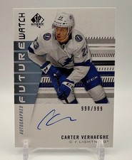 2019-20 SP Authentic Future Watch Auto Rookie Carter Verhaeghe /999 Lightning