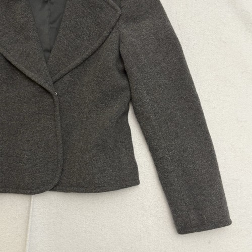 Theory Women Boucle Jacket Coat Size 10 Charcoal Gray Wool Blazer Lined - Picture 5 of 19