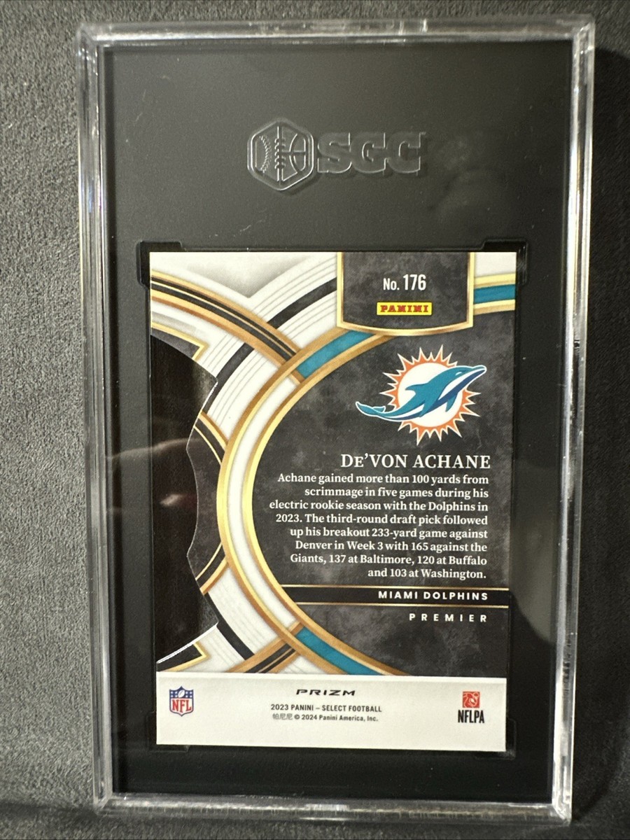 2023 Panini Select - Premier Level De'Von Achane #176 Zebra Prizm