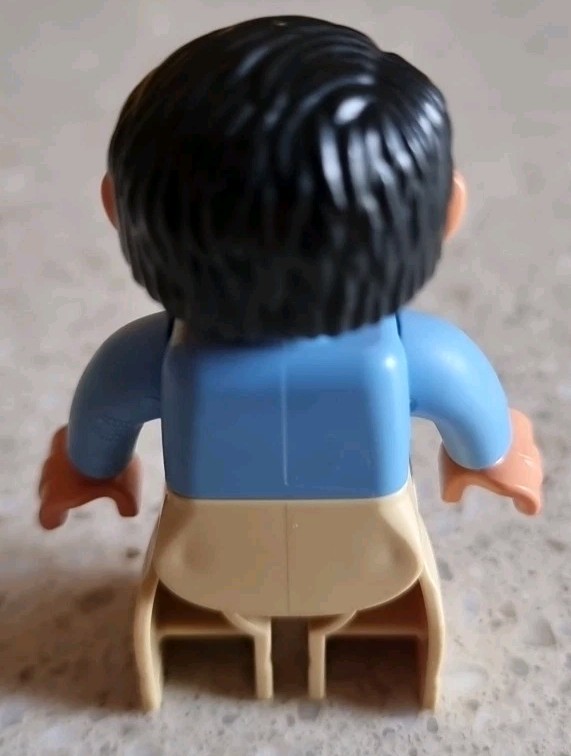 LEGO DUPLO - UOMO BEIGE CELESTE CAPELLI NERI - 10814 - VINTAGE - USATO foto 2