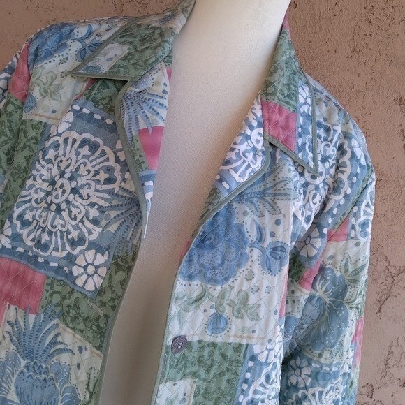 Alfred Dunner Vintage Multi Color Silk Quilted Patchwork Jacket image 5