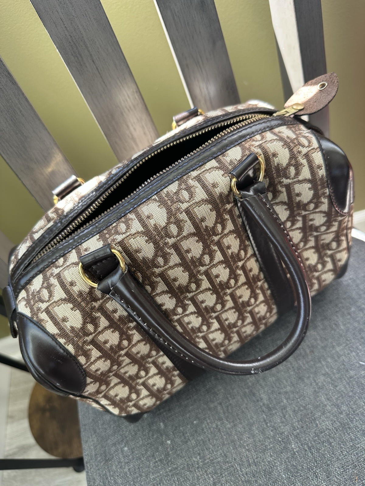 Christian Dior Authentic Vintage Monogram Mini Trotter Boston Bag