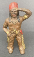 VINTAGE HUBLEY INDIAN with TOMAHAWK CAST IRON STILL BANK - ORIGINAL PAINT