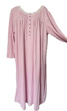 Eileen West Nightgown Long Sleeve Prairie Extra Soft Knit Cozy Pink XL 1X 44   