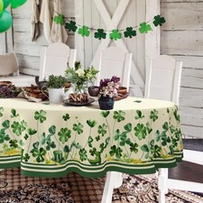 St Patricks Day Tablecloth, Green Oval Tablecloth 60x84 Inch, Polyester Water...
