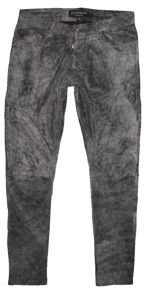 LEDERWERK FRANKFURT LEDERJEANS / Lederhose grau aus GLATTLEDER in Gr. W32 / L33 - Bild 1 von 4