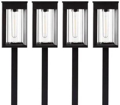 GTX 4-pack Solar LED Pathway Lights, Stainless Steel Construction with Glass