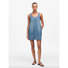 Madewell Denim Scoopneck Mini Dress Shift Remsen Wash Blue Relaxed XS NWT