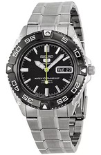 Seiko 5 Sports Men's Automatic Silver Stainless Steel Black Dial Watch SNZB23J1