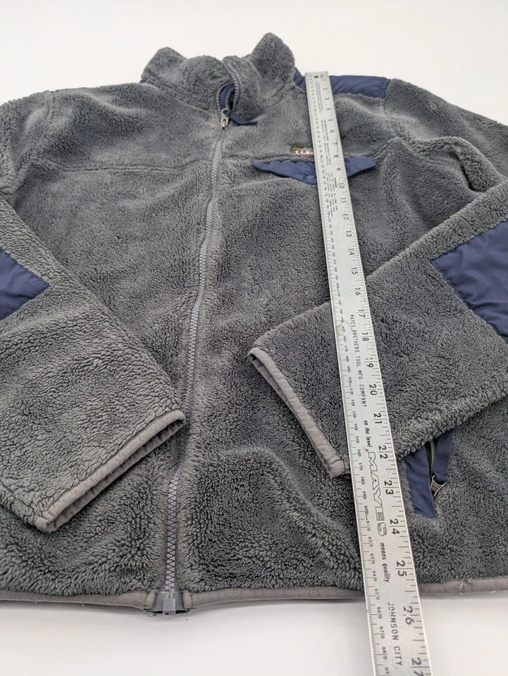 Chaqueta polar L.L.Bean Hi-Pile Sherpa para hombre talla grande gris y azul cremallera completa Foto 2 de 4