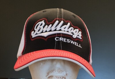 Pacific Headwear Creswell Bulldogs Mesh Back Fitted Cap Hat Sz S/M New Red/Black