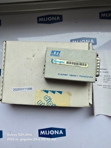 KTI NETWORKS KT 10T ETHERNET 10BASE TRANSCEIVER HO0442455 HOMAG NEW OLD STOCK - Picture 2 of 12