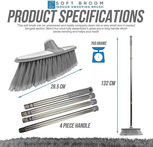 Weicher Innenbesen langer Stiel Kehrbürste Reinigung Boden Küche Reiniger - Bild 4 von 7