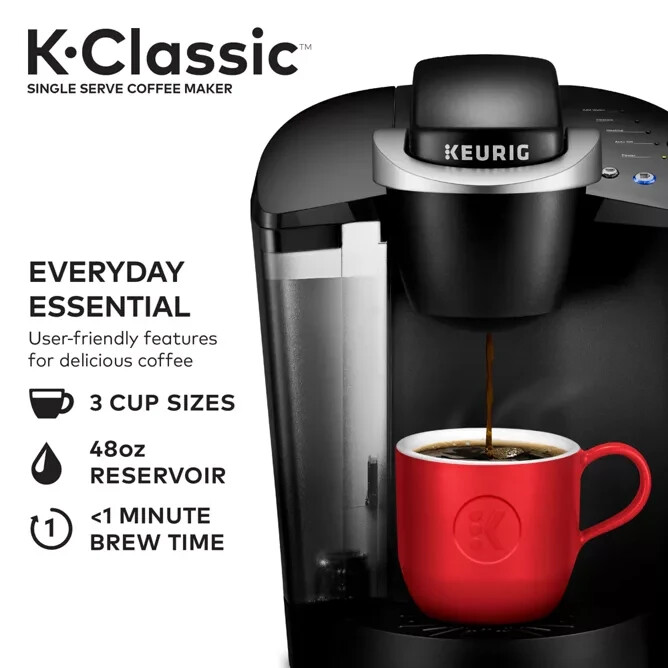 Keurig K-Classic コーヒー メーカー K-Cup ポッド、シングル サーブ、プログラム可能、6 〜 10 オンスブラック Keurig K-Classic Single Serve K-Cup Coffee Maker - Black