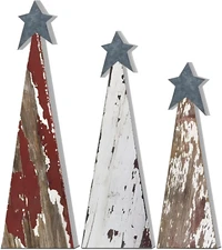 3 Pcs Wooden Christmas Trees Tabletop Decoration Standing Rustic Wooden...