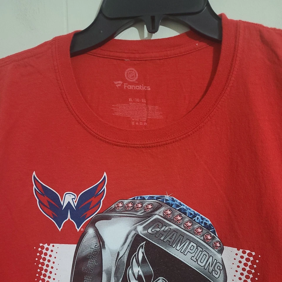 Camiseta masculina logotipo gráfico vermelho Washington Capitals 2018 Ring Champions GG NHL  - Imagem 2 de 4