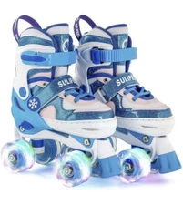 Sulifeel Snow Adjustable Light up Roller Skates for Girls 13C-3Y