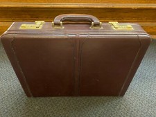 Vintage Presto Lock 18 x 13 Brown Leather Briefcase Clean Condition Combo