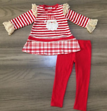 NEW Boutique Santa Claus Ruffle Tunic Dress  Leggings Girls Christmas Outfit