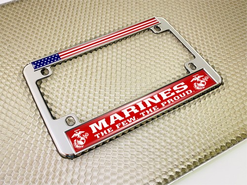 Officially Licensed USMC - Marines - Motorcycle 4-hole Metal License Plate Frame - Picture 16 of 30