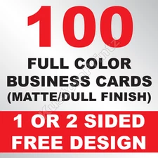 100 CUSTOM FULL COLOR BUSINESS CARDS | 16PT | MATTE DULL FINISH | FREE DESIGN