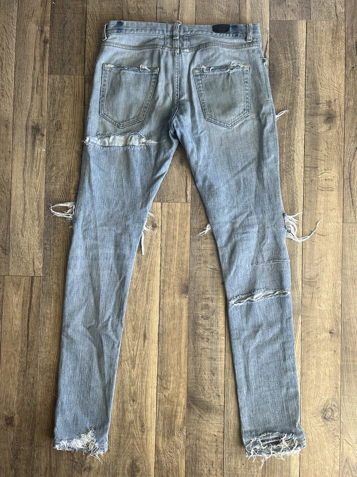Jeans skinny Saint Laurent uno di uno uomo strappato taglia 32 lavaggio leggero invecchiato