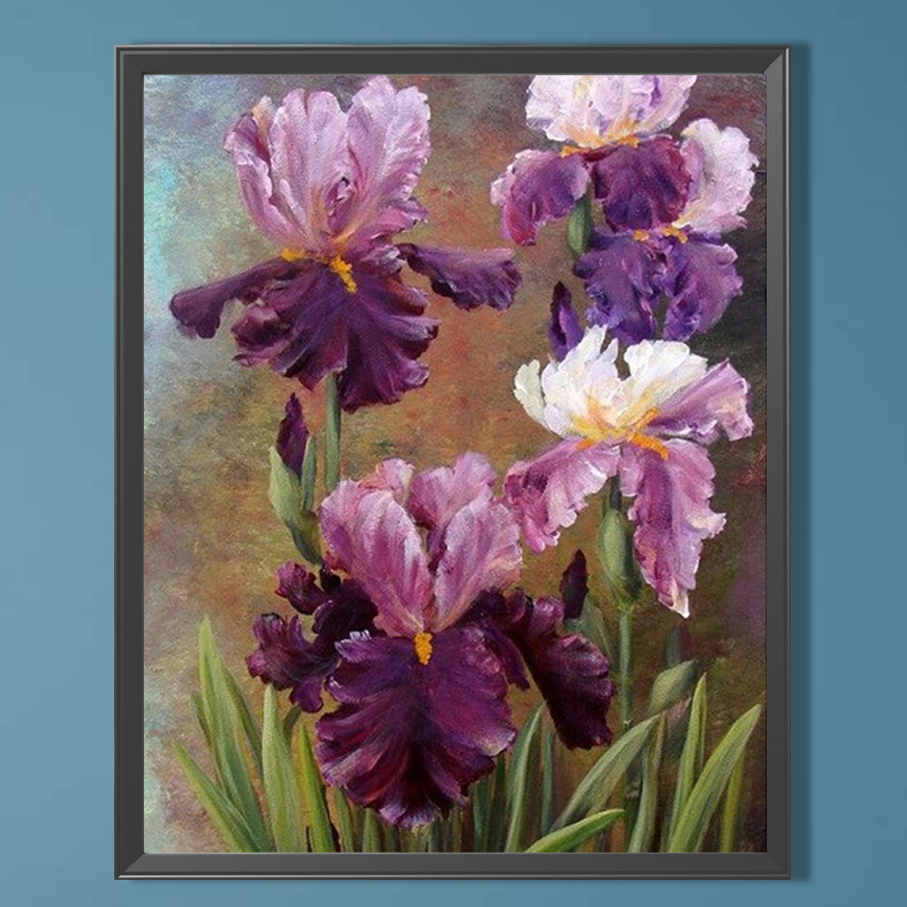 Purple Flower Canvas Painting Frameless Oil Paint By Numbers Wall Art