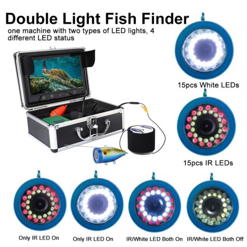 50M Fish Finder 9' LCD 1000TVL Underwater Fishing Camera Night View Waterproof - Afbeelding 1 van 18