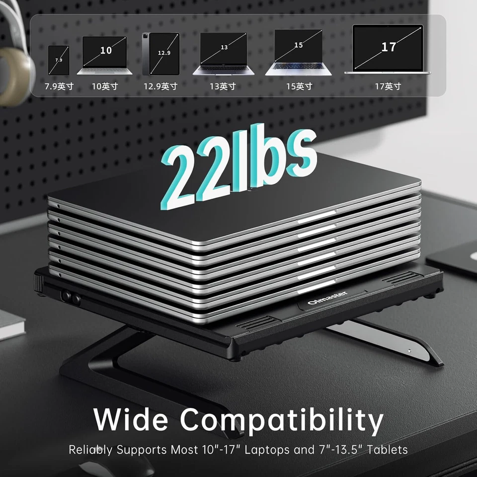 OImaster Laptop Stand for Desktop Adjustable Multi-Angle Folding Stand Heat Vent - Image 4 of 4