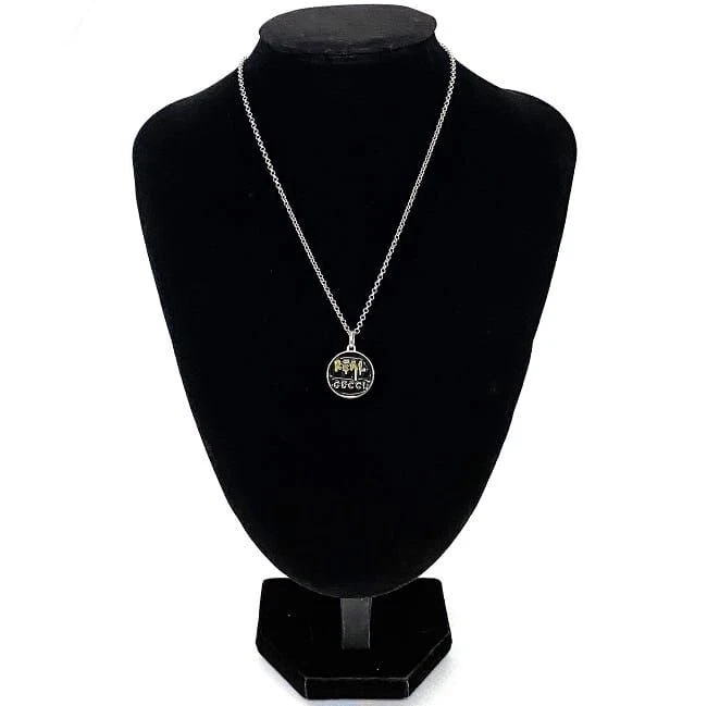Collier pendentif Gucci VRAI argent noir fantôme 459359 accessoire unisexe bijoux