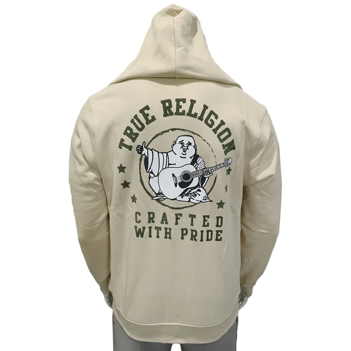 NWT TRUE RELIGION MSRP $119.99 MEN'S FOG LONG SLEEVE HOODIE SWEATSHIRT SIZE M L