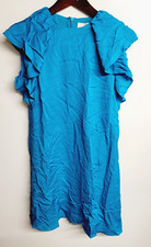 Michael Kors Women's Teal Satin Ruffled Cap Sleeve Summer Dress Size Small NEW!