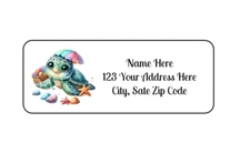 30 Sea Turtle Shells PERSONALIZED RETURN ADDRESS LABELS 1 in X 2 5/8 GLOSSY