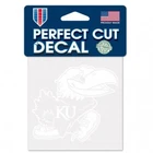 Kansas Jayhawks White 4"x4" Car Decal [NEW] NCAA Auto Sticker Emblem