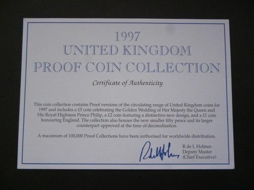 1997 ROYAL MINT PROOF COIN SET DOCUMENTATION GENUINE 1997 PROOF SET LEAFLET.