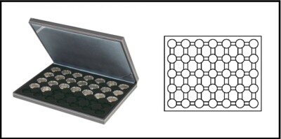 LINDNER 2364-2530CE Nera M Coin Case Black 35 Round Compartments 32 mm
