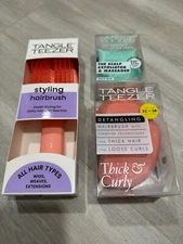 3 Tangle Teezer Hairbrush Set Thick & Curly Detangling Wave Scalp Massager LOT