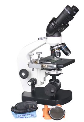 Radical 2500x Binocular Compound Biology LED Battery Backup Microscope Slide Kit