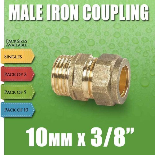 Brass Compression Male Iron Straight Pipe Plumbing Fittings Couplings 8 10 15 22 - Picture 5 of 11