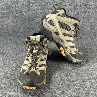 Merrell Boots Mens Size 9.5 Brown Leather Hiking Moab 2 Walnut Vibram Trail Shoe