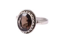 Sterling Silver Smoky Quartz Stone Rose Gold/Gold Plated Women Party Wear Ring