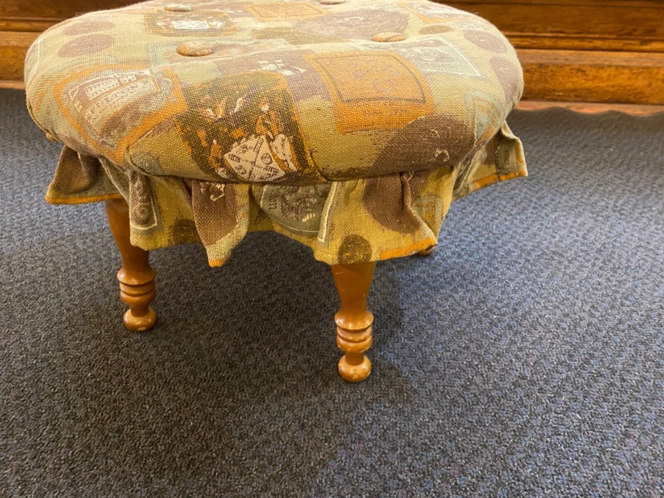 Banqueta de banco otomana vintage tecido tufado Cottagecore - Imagem 3 de 4