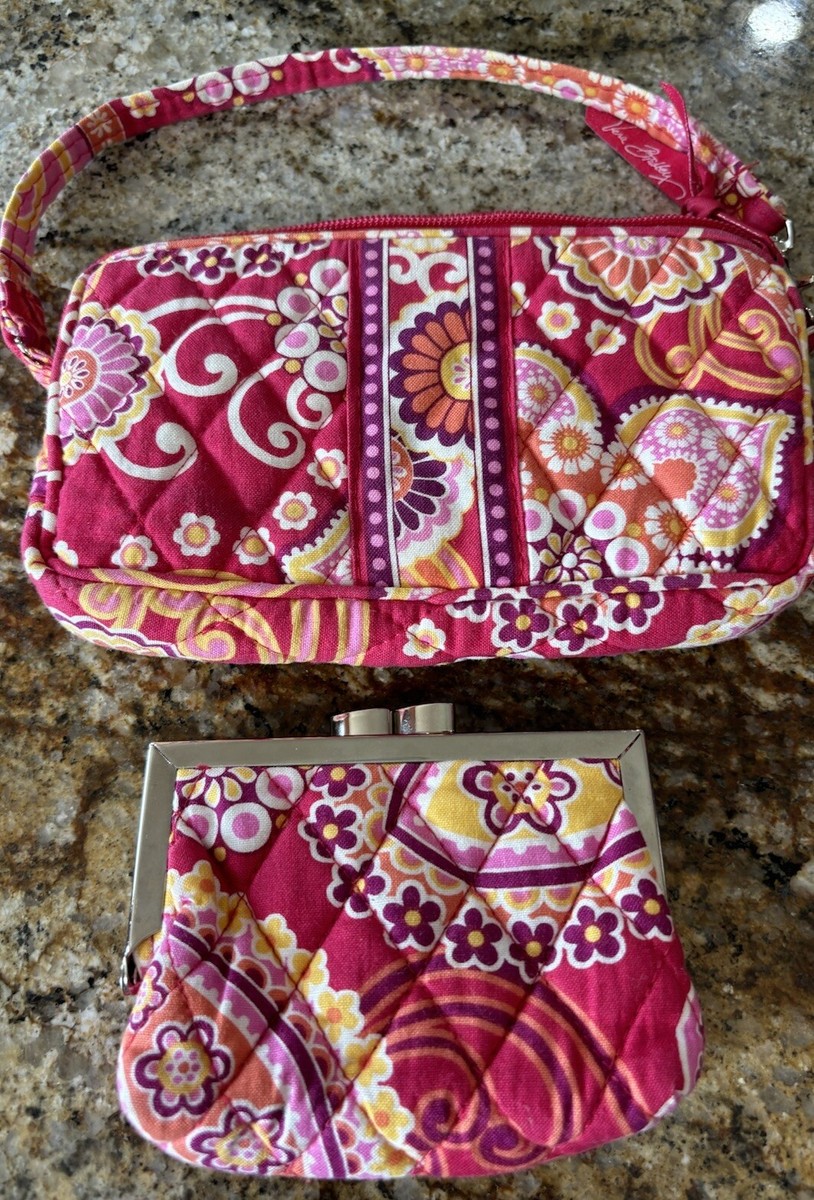 Vera Bradley Raspberry Fizz Wristlet And Snap Coin Purse Retired
