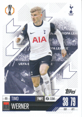 Timo Werner t 7.0M Stürmer Tottenham Topps Match Attax Fußball Sammelkarte 80