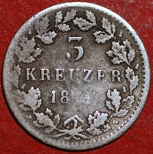 German States 3 Kreuzer 1843-1847 Ludwig II KM# 317