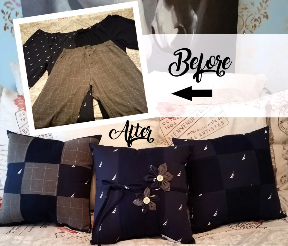 Almohada de memoria personalizada recuerdo hecha de ropa de ser querido, regalo de duelo Foto 3 de 4